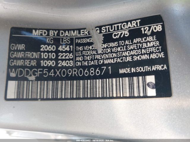 2009 MERCEDES-BENZ C 300 WDDGF54X09R068671 Photo 8
