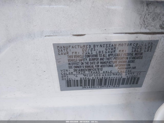 3N1AB8CV3MY247810 Nissan Sentra