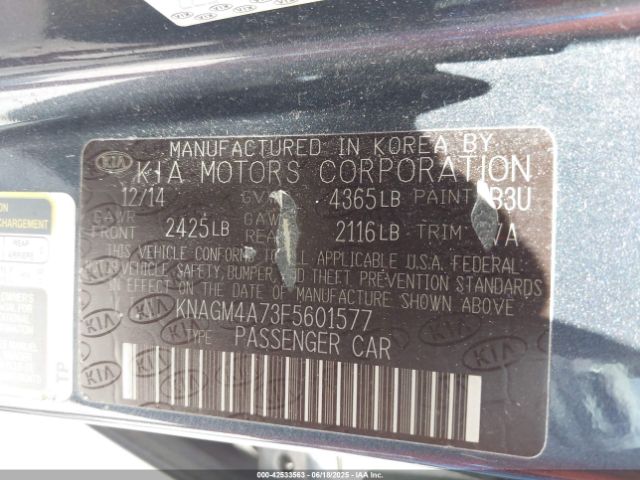 KNAGM4A73F5601577 KIA dohc gdi theta ii