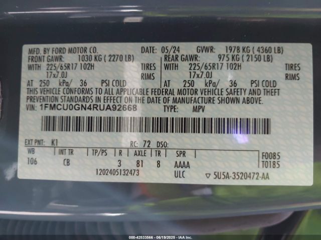 2024 FORD ESCAPE 1FMCU0GN4RUA92668 Photo 8