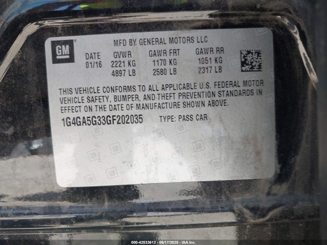Buick lfx - sidi, vvt, e85 max, alum gm 2016 1G4GA5G33GF202035 Image 9