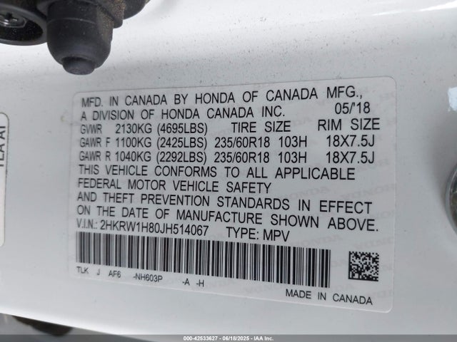 2HKRW1H80JH514067 Honda l15be