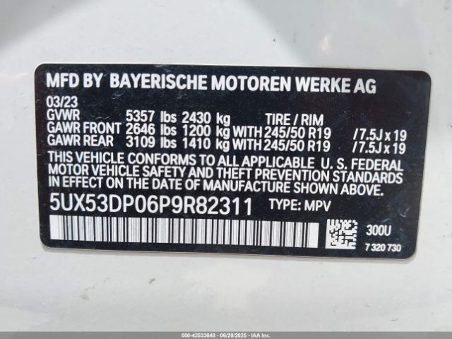 2023 BMW X3 5UX53DP06P9R82311 Photo 8