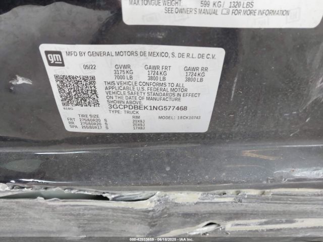3GCPDBEK1NG577468 Chevrolet l3b