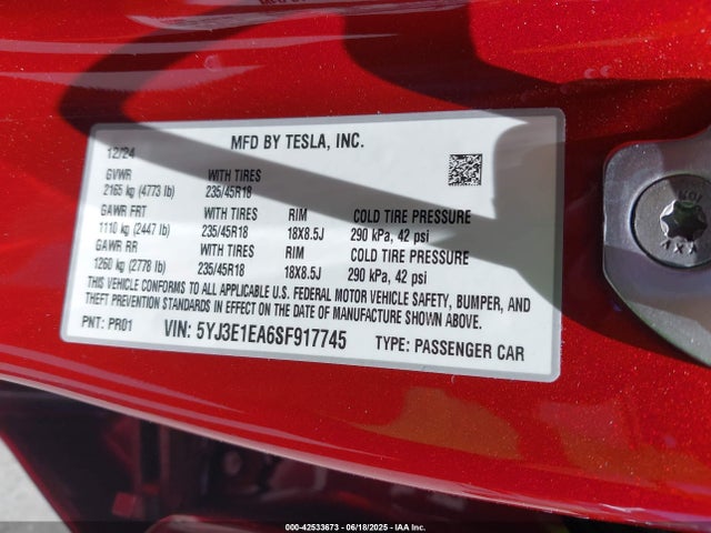 2025 TESLA MODEL 3 5YJ3E1EA6SF917745 Photo 8