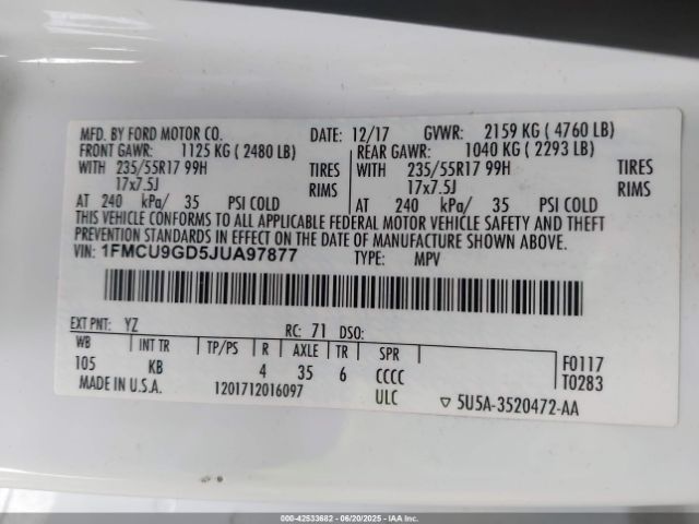 2018 FORD ESCAPE 1FMCU9GD5JUA97877 Photo 8