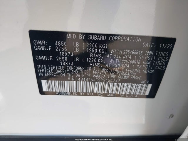 4S4BTAJC2P3151747 Subaru na, u5