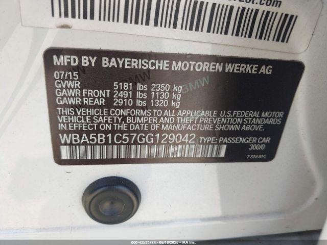 WBA5B1C57GG129042 BMW 2016