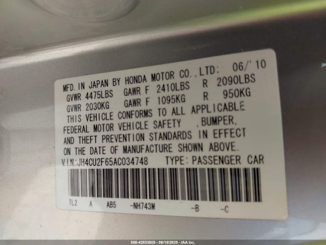 2010 ACURA TSX JH4CU2F65AC034748 Photo 8