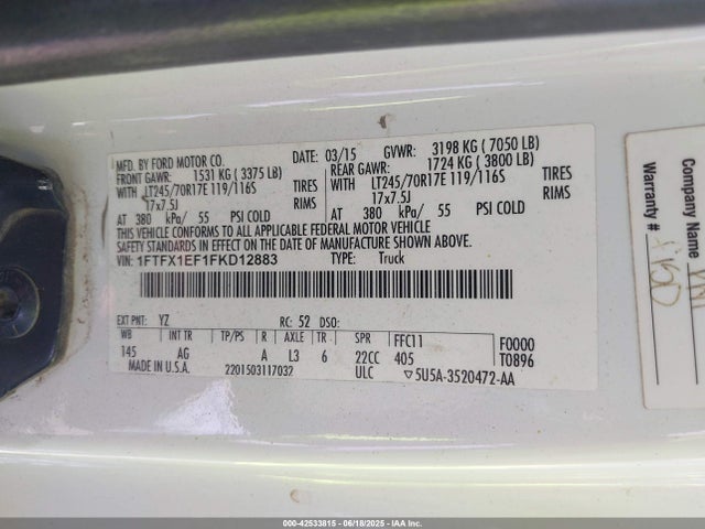Ford 2015 2015 1FTFX1EF1FKD12883 Image 9