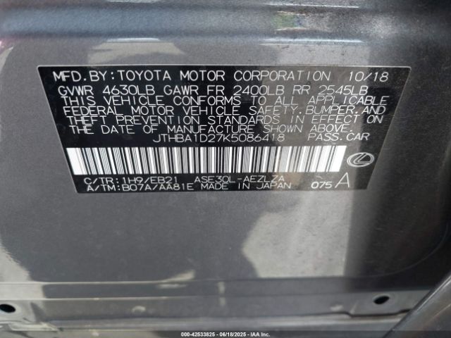 JTHBA1D27K5086418 Lexus 8ar-fts