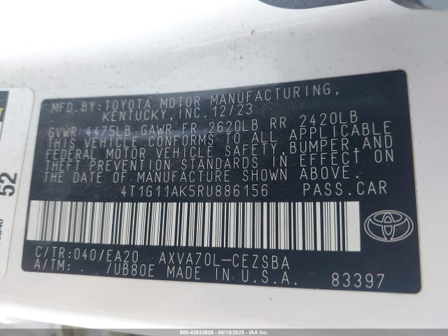 4T1G11AK5RU886156 Toyota a25a-fks