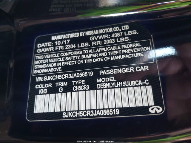 SJKCH5CR3JA056519 Infiniti m27020