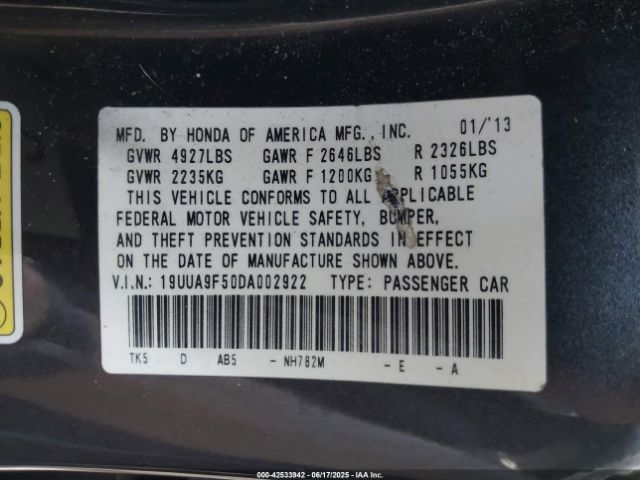 2013 ACURA TL 19UUA9F50DA002922 Photo 8