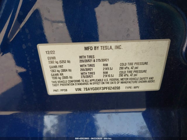 2023 TESLA MODEL Y 7SAYGDEF3PF624098 Photo 8