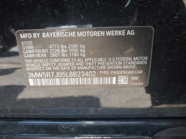 2020 BMW 330I 3MW5R7J05L8B23402 Photo 8