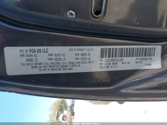 Dodge Dart 2015 1C3CDFBB5FD221358 Image 9