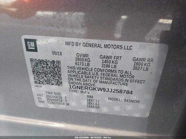 1GNERGKW9JJ258784 Chevrolet lfy - spark ignited direct injection, atss, gen 1