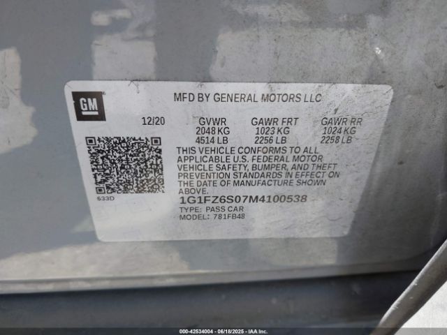 2021 CHEVROLET BOLT EV 1G1FZ6S07M4100538 Photo 8