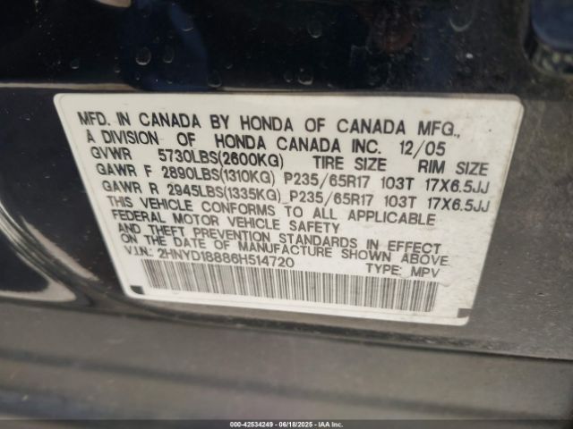2006 ACURA MDX 2HNYD18886H514720 Photo 8
