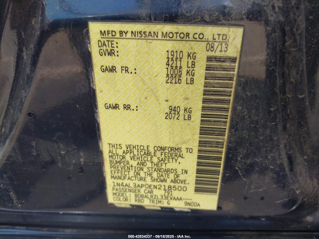 1N4AL3AP0EN218500 Nissan Altima