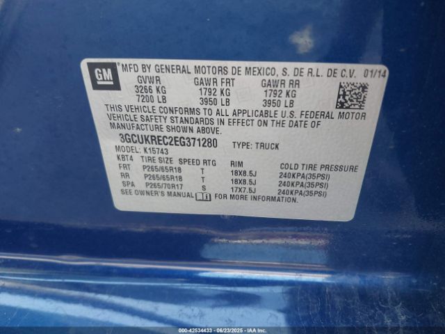3GCUKREC2EG371280 Chevrolet l83 - vvt, afm (active fuel management), aluminum