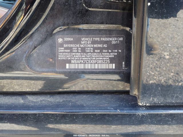 2011 BMW 328I WBAPK7C5XBF085225 Photo 8