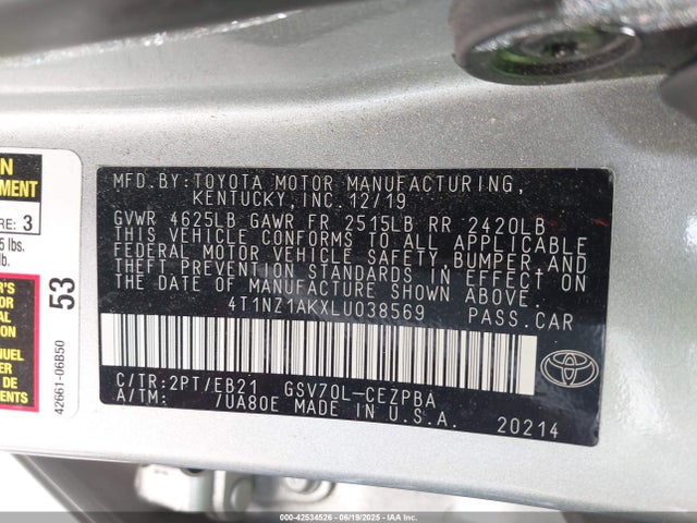 4T1NZ1AKXLU038569 Toyota 2gr-fks