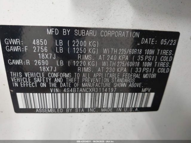 2024 SUBARU OUTBACK 4S4BTANCXR3114197 Photo 8