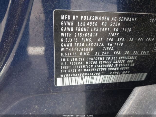 2014 VOLKSWAGEN TIGUAN WVGBV3AX5EW524798 Photo 8