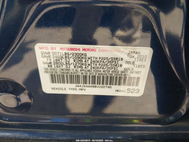 2011 MITSUBISHI OUTLANDER JA4JS4AX8BU020746 Photo 8