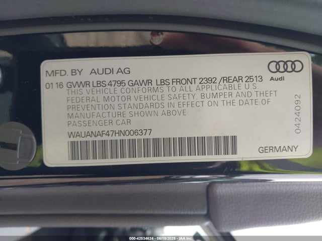 2017 AUDI A4 WAUANAF47HN006377 Photo 8