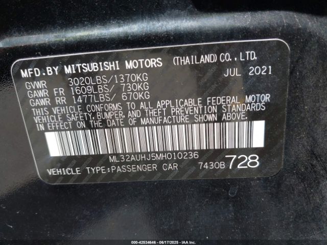 2021 MITSUBISHI MIRAGE ML32AUHJ5MH010236 Photo 8
