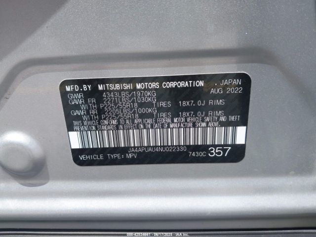 2022 MITSUBISHI OUTLANDER SPORT JA4APUAU4NU022330 Photo 8