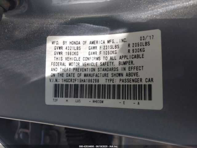1HGCR2F15HA186298 Honda k24w1