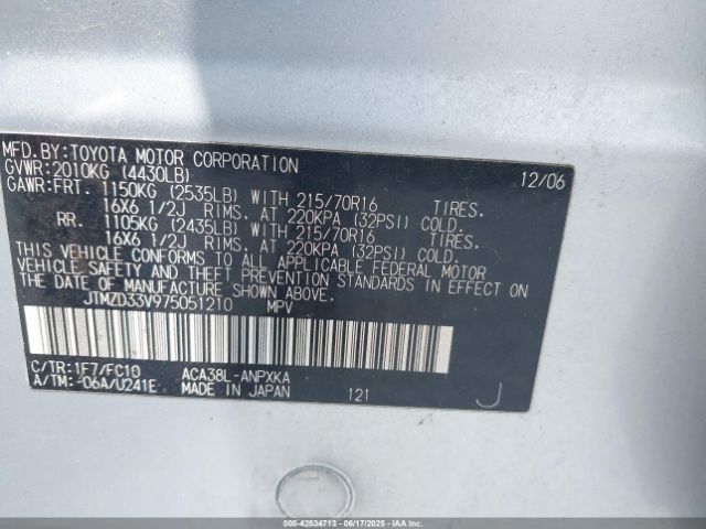 2007 TOYOTA RAV4 JTMZD33V975051210 Photo 8