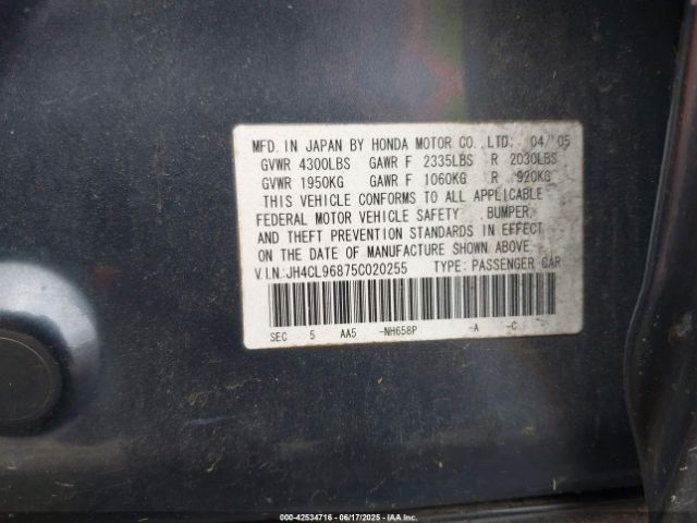 2005 ACURA TSX JH4CL96875C020255 Photo 8