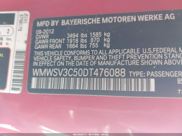 2013 MINI HARDTOP WMWSV3C50DT476088 Photo 8