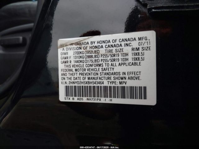 2011 ACURA MDX 2HNYD2H5XBH543464 Photo 8