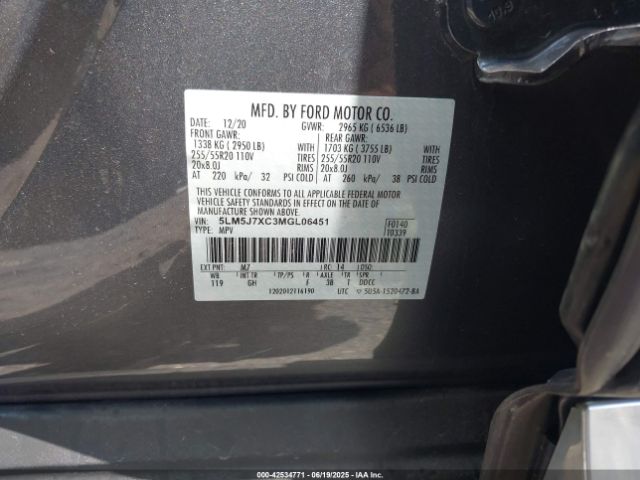 2021 LINCOLN AVIATOR 5LM5J7XC3MGL06451 Photo 8