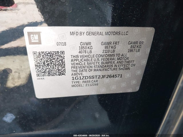 1G1ZD5ST2JF264571 Chevrolet lfv - direct injection, variable valve timing, gen 1