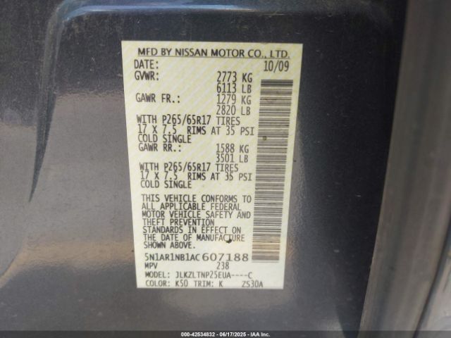2010 NISSAN PATHFINDER 5N1AR1NB1AC607188 Photo 8