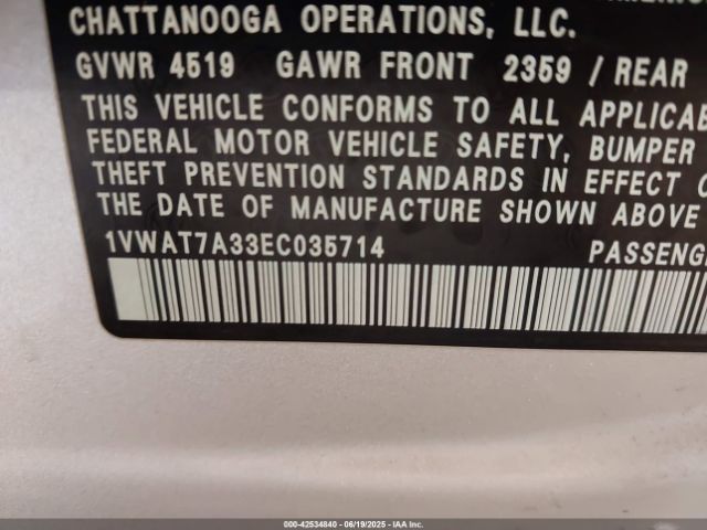2014 VOLKSWAGEN PASSAT 1VWAT7A33EC035714 Photo 8