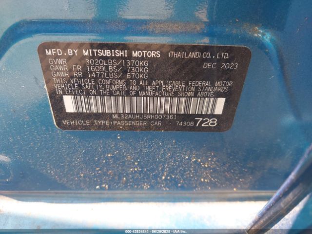 2024 MITSUBISHI MIRAGE ML32AUHJ5RH007361 Photo 8