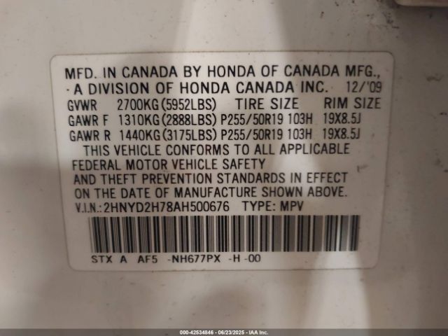 2010 ACURA MDX 2HNYD2H78AH500676 Photo 8