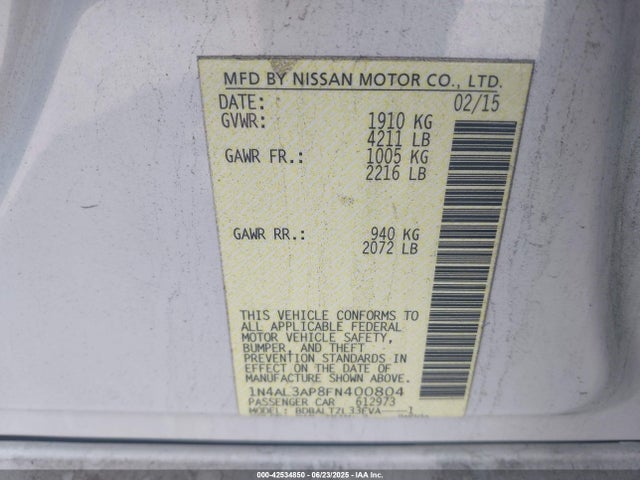 1N4AL3AP8FN400804 Nissan 2015