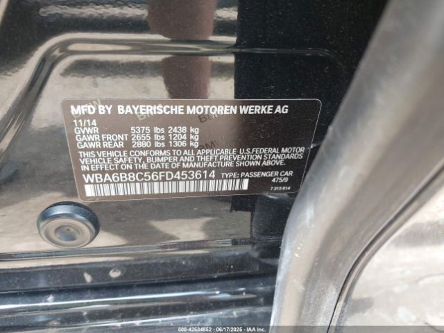 2015 BMW 640I GRAN COUPE WBA6B8C56FD453614 Photo 8