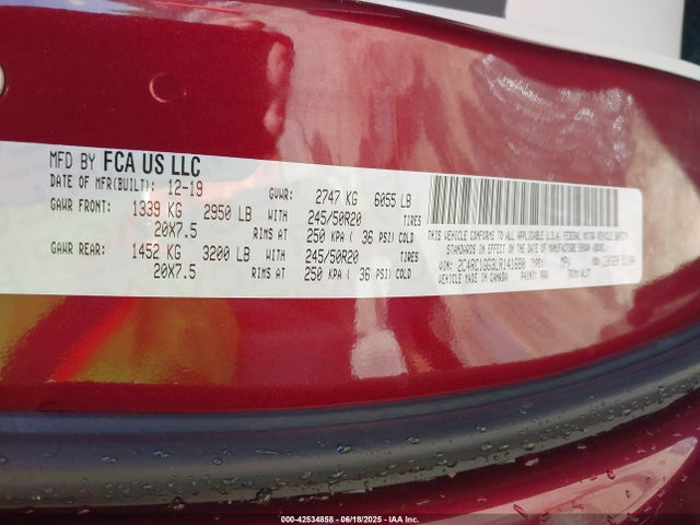 2C4RC1GG3LR141680 Chrysler Pacifica
