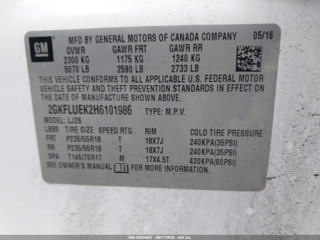 2017 GMC TERRAIN 2GKFLUEK2H6101986 Photo 8