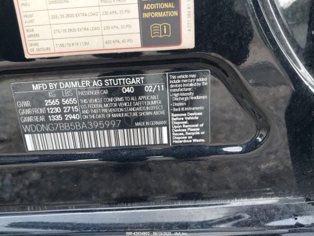 2011 MERCEDES-BENZ S 550 WDDNG7BB5BA395997 Photo 8